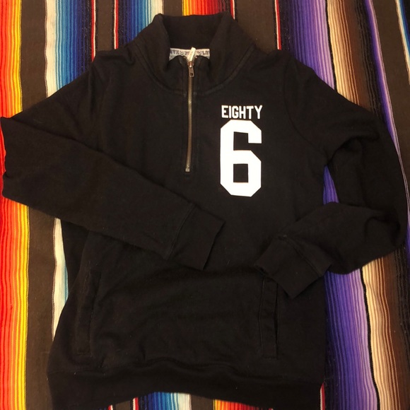 PINK Victoria's Secret Tops - PINK Victoria’s Secret QuarterZip Black Sweatshirt